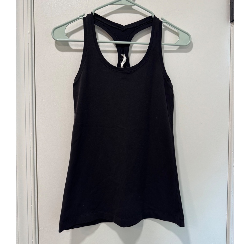 Lululemon Black Racerback Athletic‎ Tank Top Size 6 Yoga Gym Running Scoop Neck
